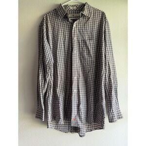 Onward Reserve Performance Button Down Shirt Mens L Tailored Fit Gray Blue Check